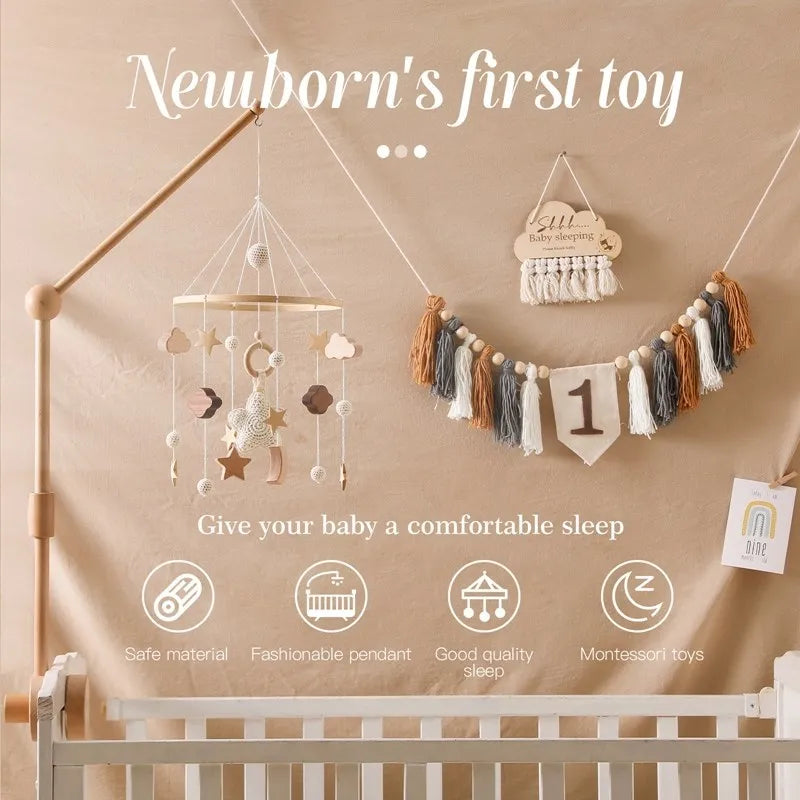 Baby Mobile aus Holz – Mit Musikbox & Glocken für Babybett