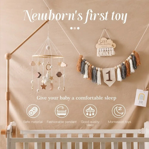 Baby Mobile aus Holz – Mit Musikbox & Glocken für Babybett