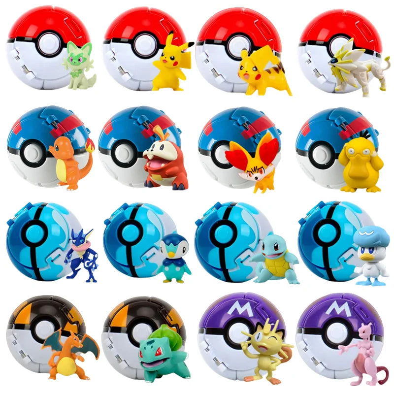 Pokéball mit Pokémon-Figur – Sammel-Set Pikachu, Gengar, Glumanda & mehr