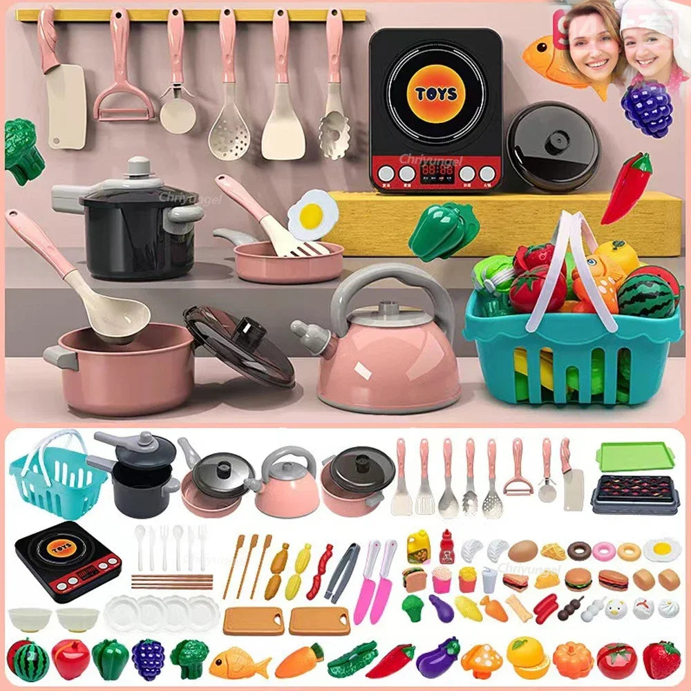 Kinder-Küchen-Spielset – 59/69/92 Teile mit Topf, Pfanne & Lebensmitteln