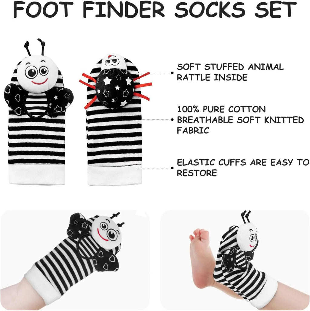 Baby Handgelenk- & Knöchelrasseln – Tier-Set für 0–24 Monate