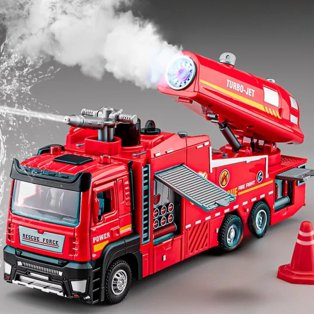 Feuerwehrauto Modell 1:32 – Mit Licht, Sound, Wasserspritzer & Rückzugmotor