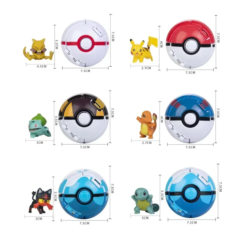 Pokéball mit Pokémon-Figur – Sammel-Set Pikachu, Gengar, Glumanda & mehr