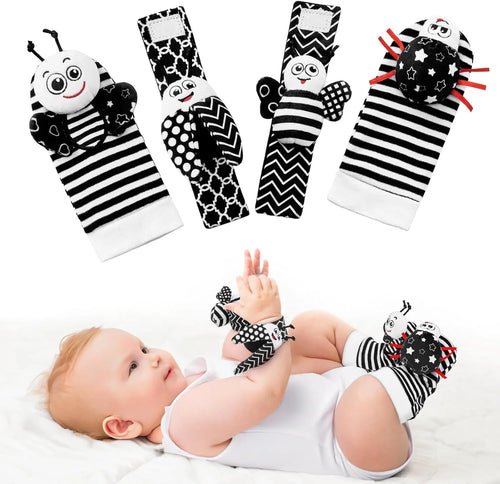 Baby Handgelenk- & Knöchelrasseln – Tier-Set für 0–24 Monate