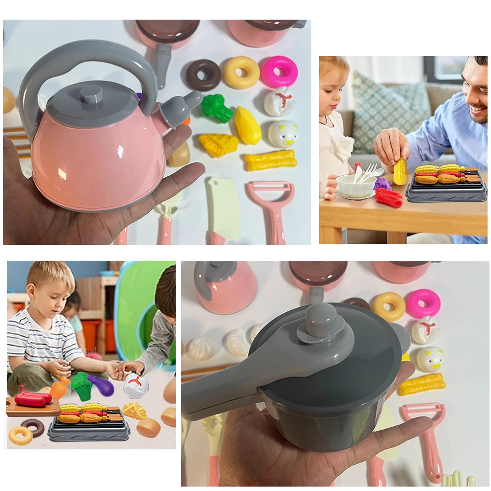 Kinder-Küchen-Spielset – 59/69/92 Teile mit Topf, Pfanne & Lebensmitteln