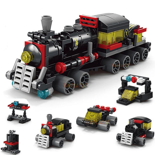 6-in-1 Bausteinset – Zug, Roboter, Hubschrauber & mehr – Lego-kompatibel