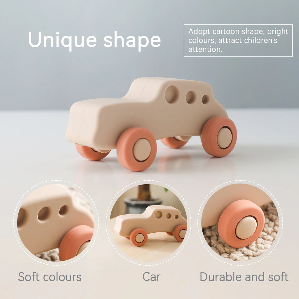 Montessori Silikon-Auto Beißring – Lernspielzeug für Babys 0–12 Monate