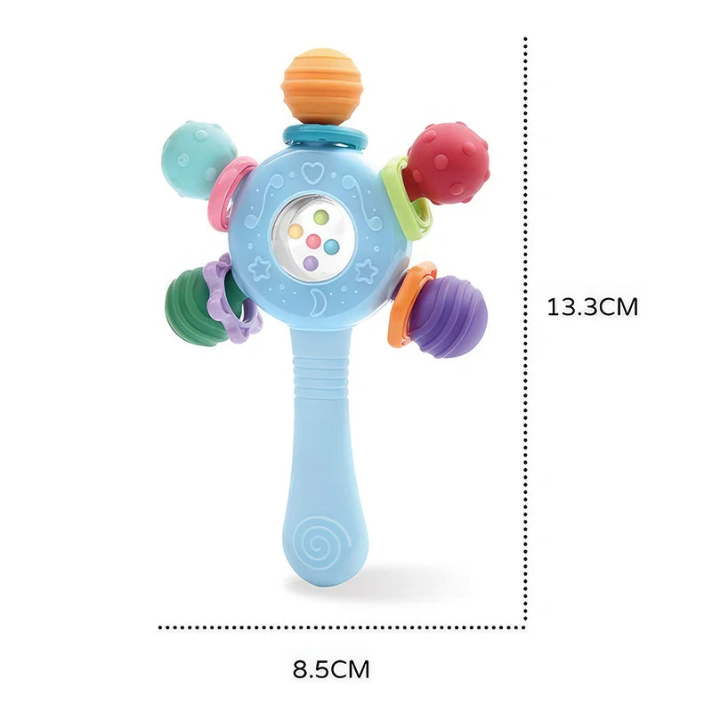 Baby Silikon-Beißring & Rasselspielzeug | Sensorisches Lernspielzeug | 0–36 Monate