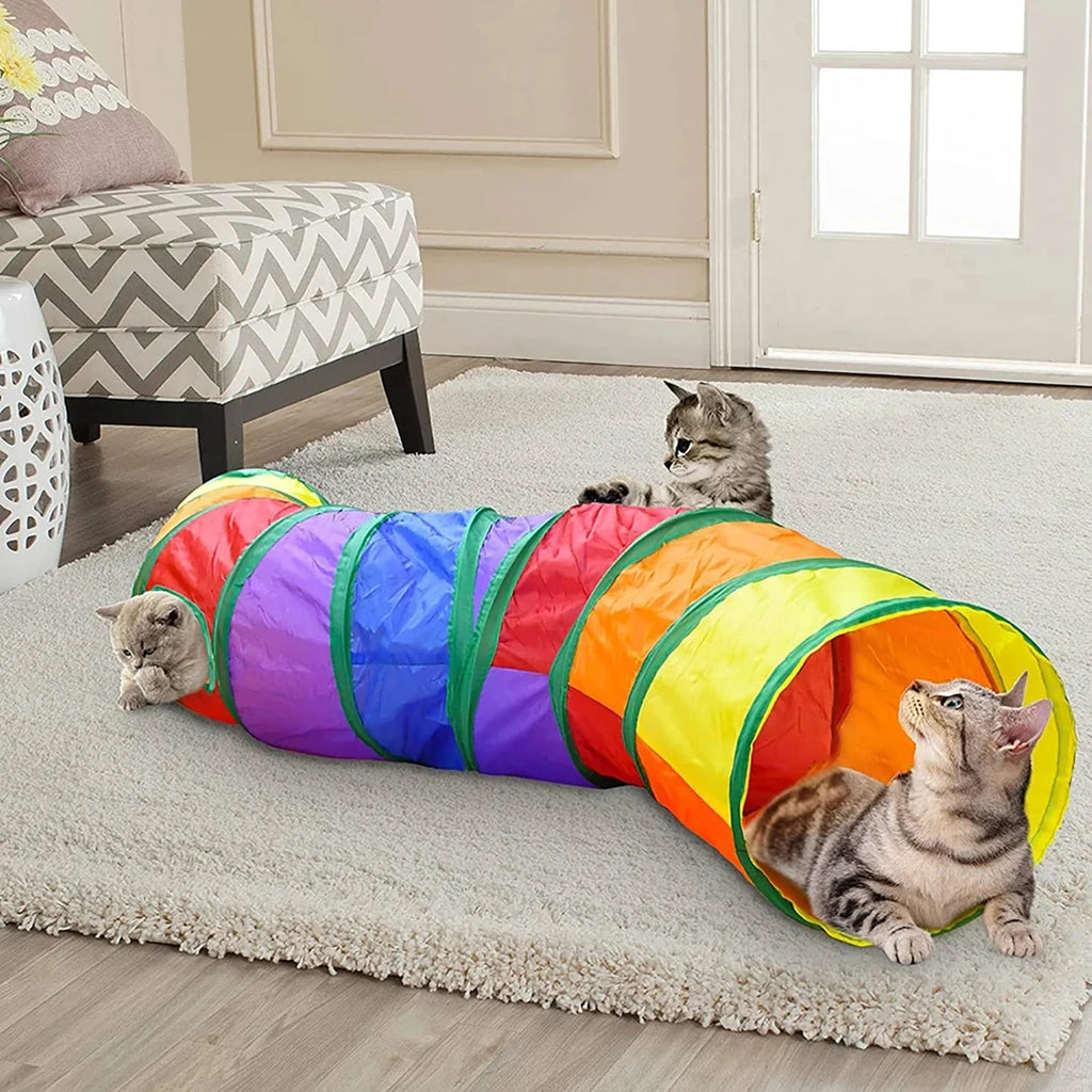Katzentunnel faltbar – Interaktives Spielzeug für Katzen, Kaninchen & Welpen
