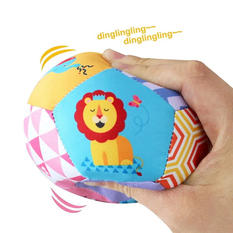 Baby Stoffrassel-Ball mit Glocke – Weiches Tier-Spielzeug 0–12 Monate