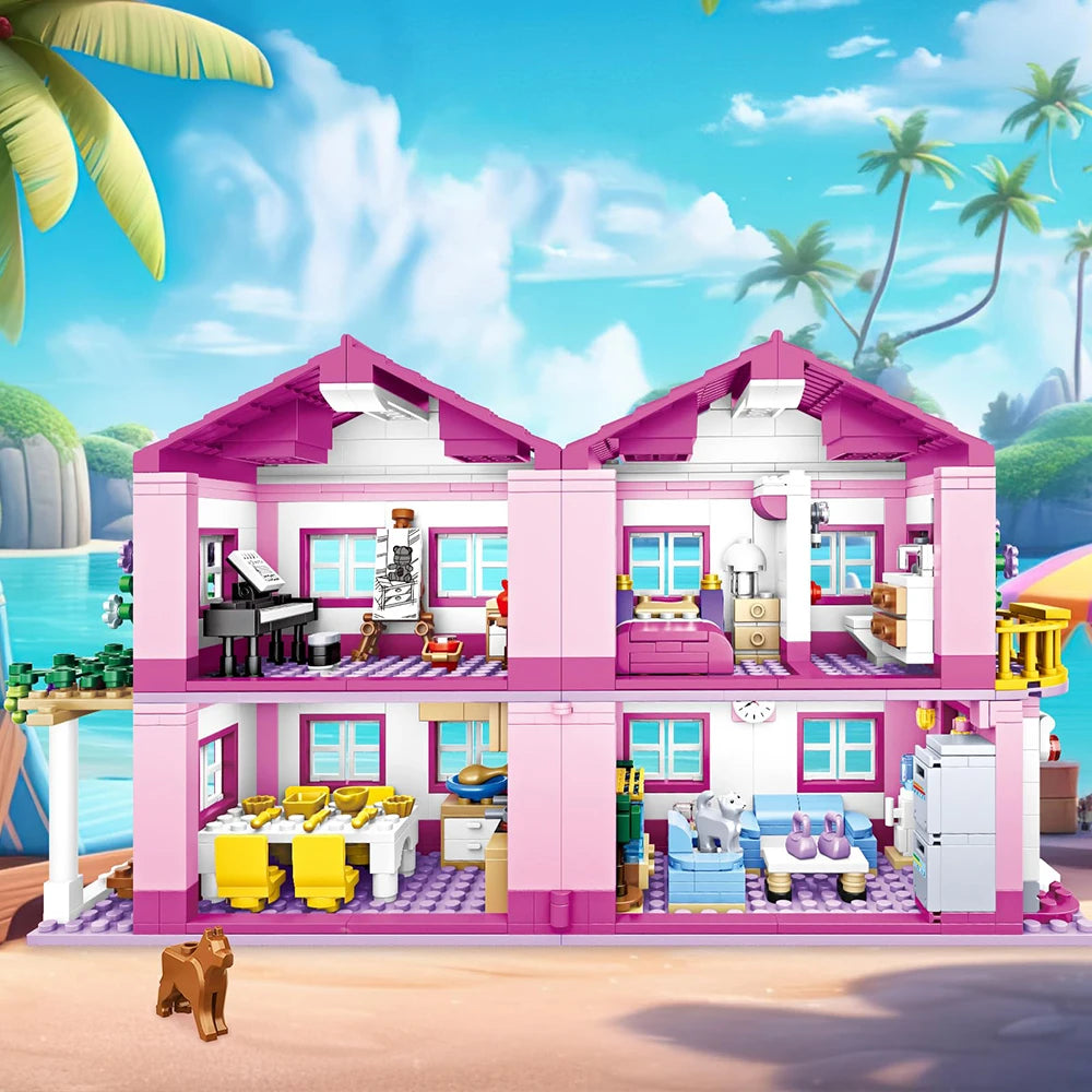 Stadthaus Bausteinset – Lego-kompatibel, Sommerferien-Villa für Kinder ab 6 Jahren