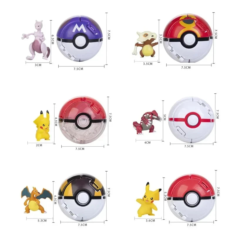 Pokéball mit Pokémon-Figur – Sammel-Set Pikachu, Gengar, Glumanda & mehr