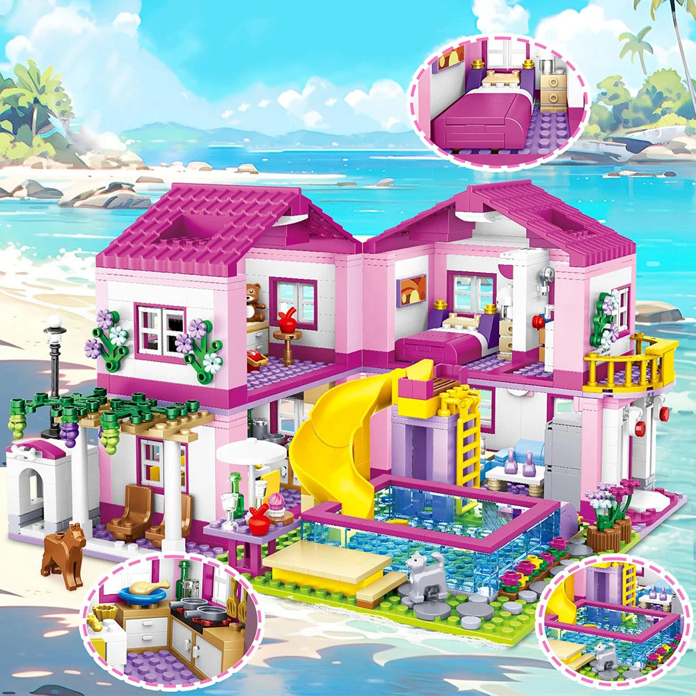 Stadthaus Bausteinset – Lego-kompatibel, Sommerferien-Villa für Kinder ab 6 Jahren