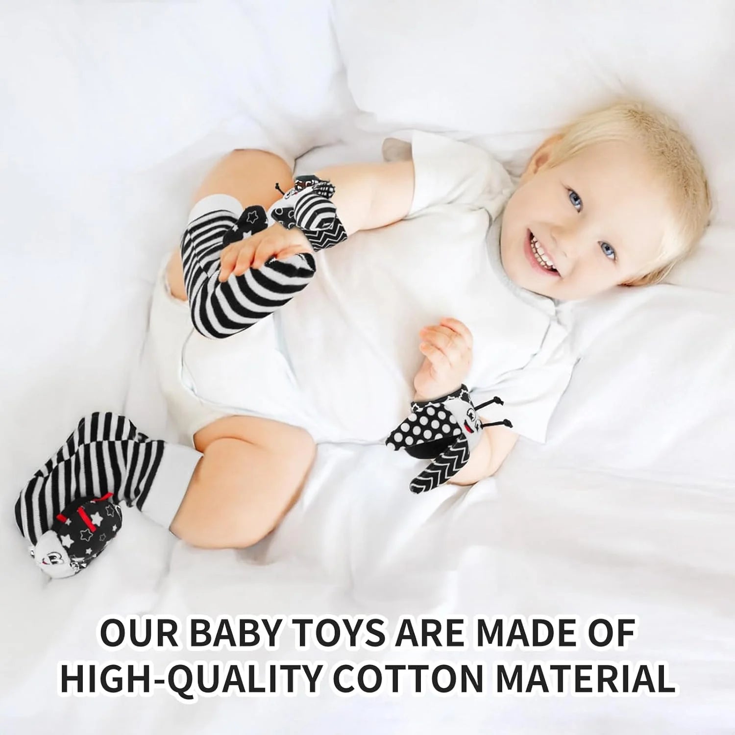 Baby Handgelenk- & Knöchelrasseln – Tier-Set für 0–24 Monate