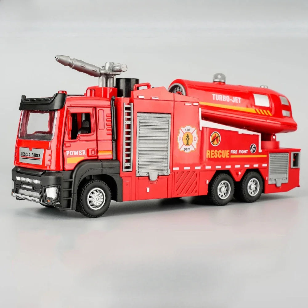 Feuerwehrauto Modell 1:32 – Mit Licht, Sound, Wasserspritzer & Rückzugmotor