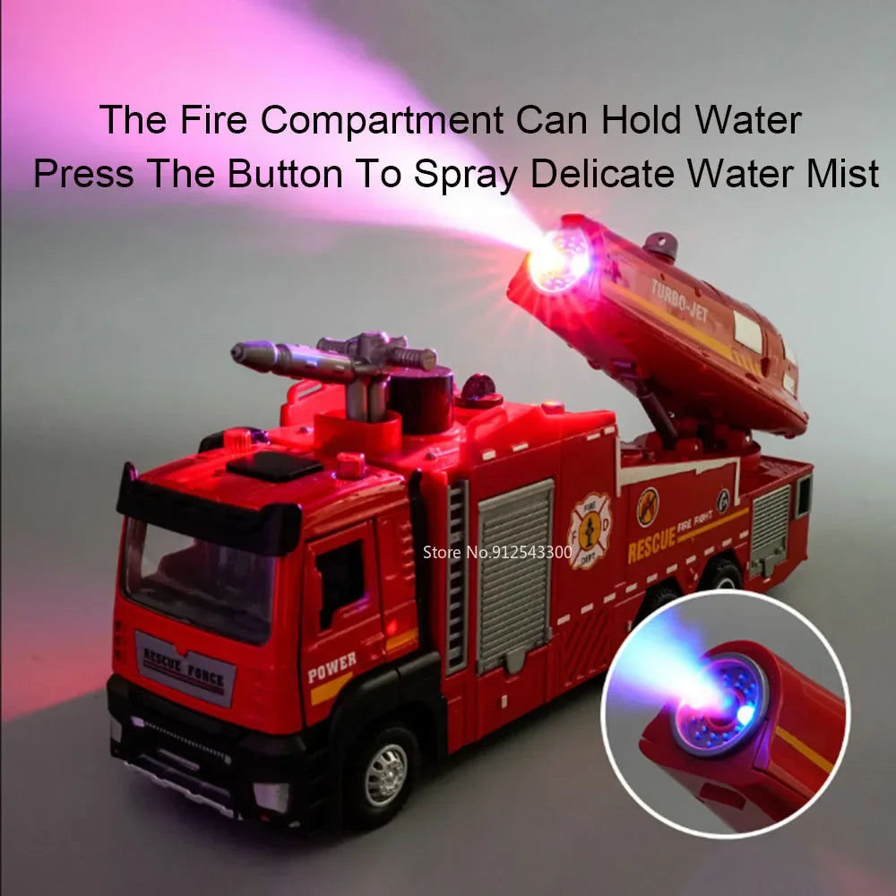 Feuerwehrauto Modell 1:32 – Mit Licht, Sound, Wasserspritzer & Rückzugmotor
