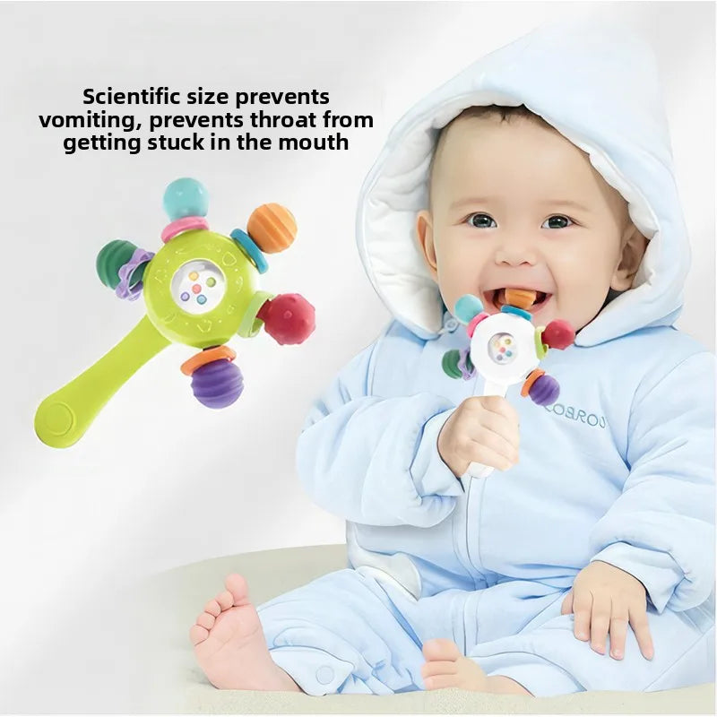 Baby Silikon-Beißring & Rasselspielzeug | Sensorisches Lernspielzeug | 0–36 Monate