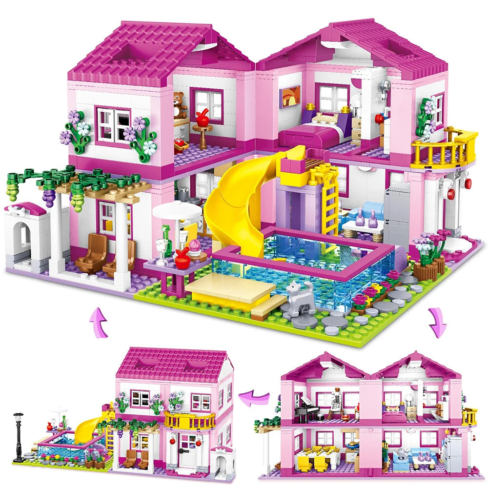 Stadthaus Bausteinset – Lego-kompatibel, Sommerferien-Villa für Kinder ab 6 Jahren
