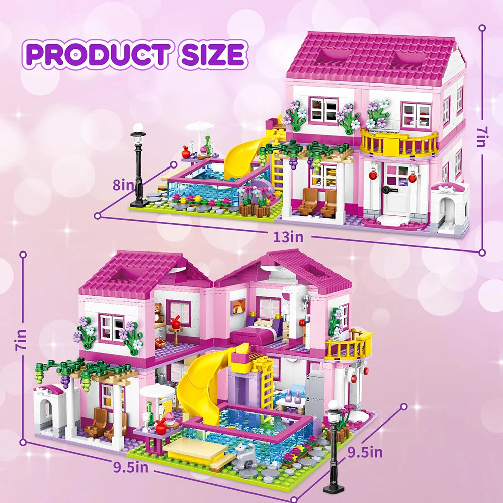 Stadthaus Bausteinset – Lego-kompatibel, Sommerferien-Villa für Kinder ab 6 Jahren