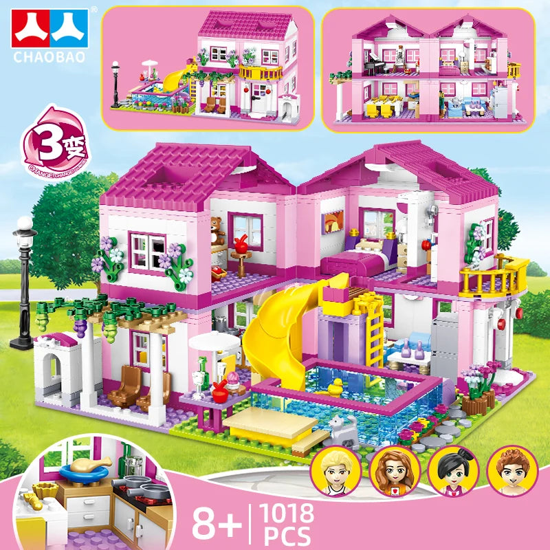 Stadthaus Bausteinset – Lego-kompatibel, Sommerferien-Villa für Kinder ab 6 Jahren