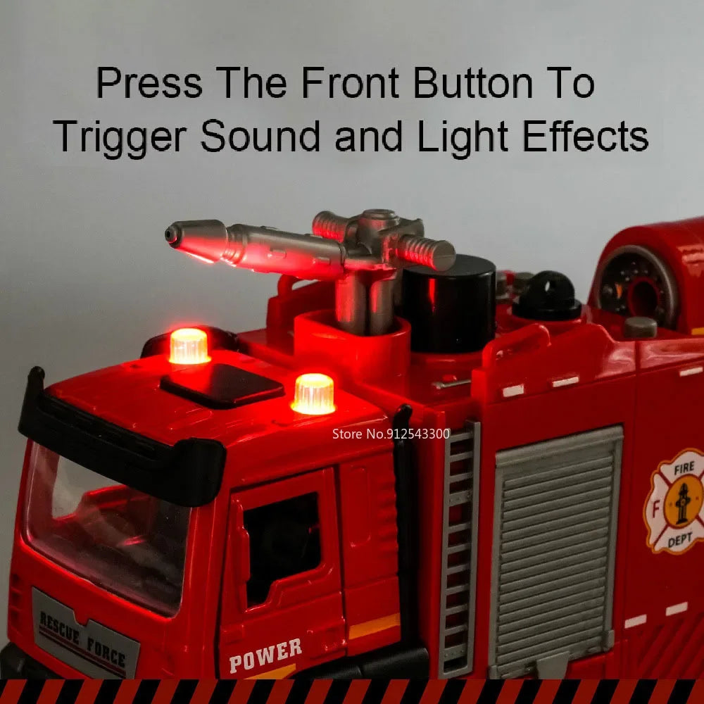 Feuerwehrauto Modell 1:32 – Mit Licht, Sound, Wasserspritzer & Rückzugmotor