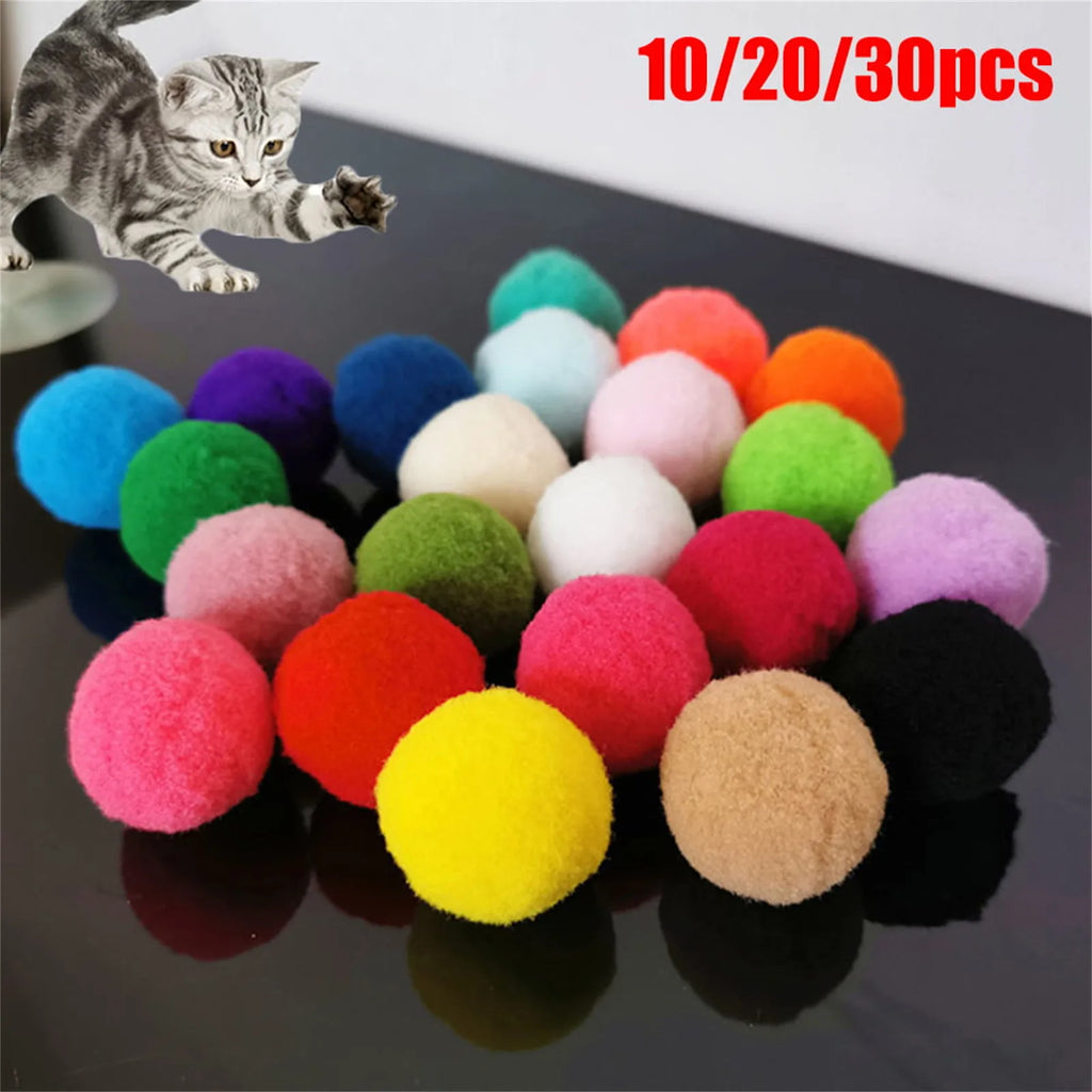 Katzenspielzeug Bällchen – 10/20/30er Set Bunte Plüschbälle für Katzen