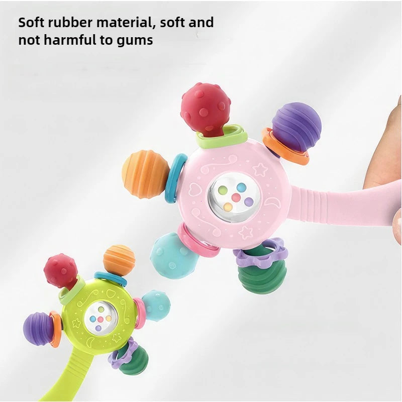 Baby Silikon-Beißring & Rasselspielzeug | Sensorisches Lernspielzeug | 0–36 Monate