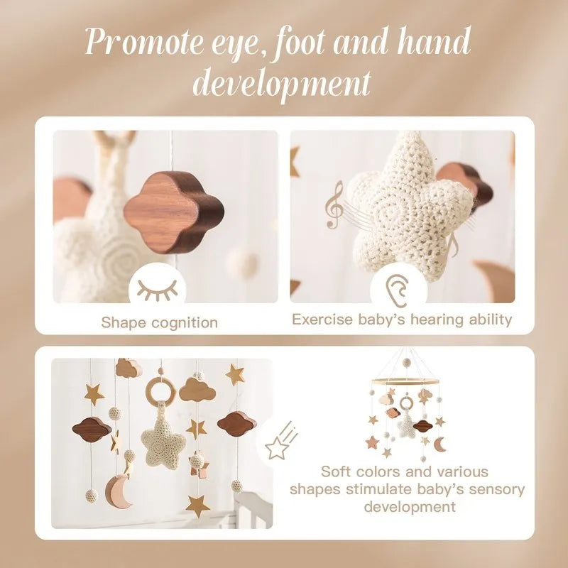 Baby Mobile aus Holz – Mit Musikbox & Glocken für Babybett