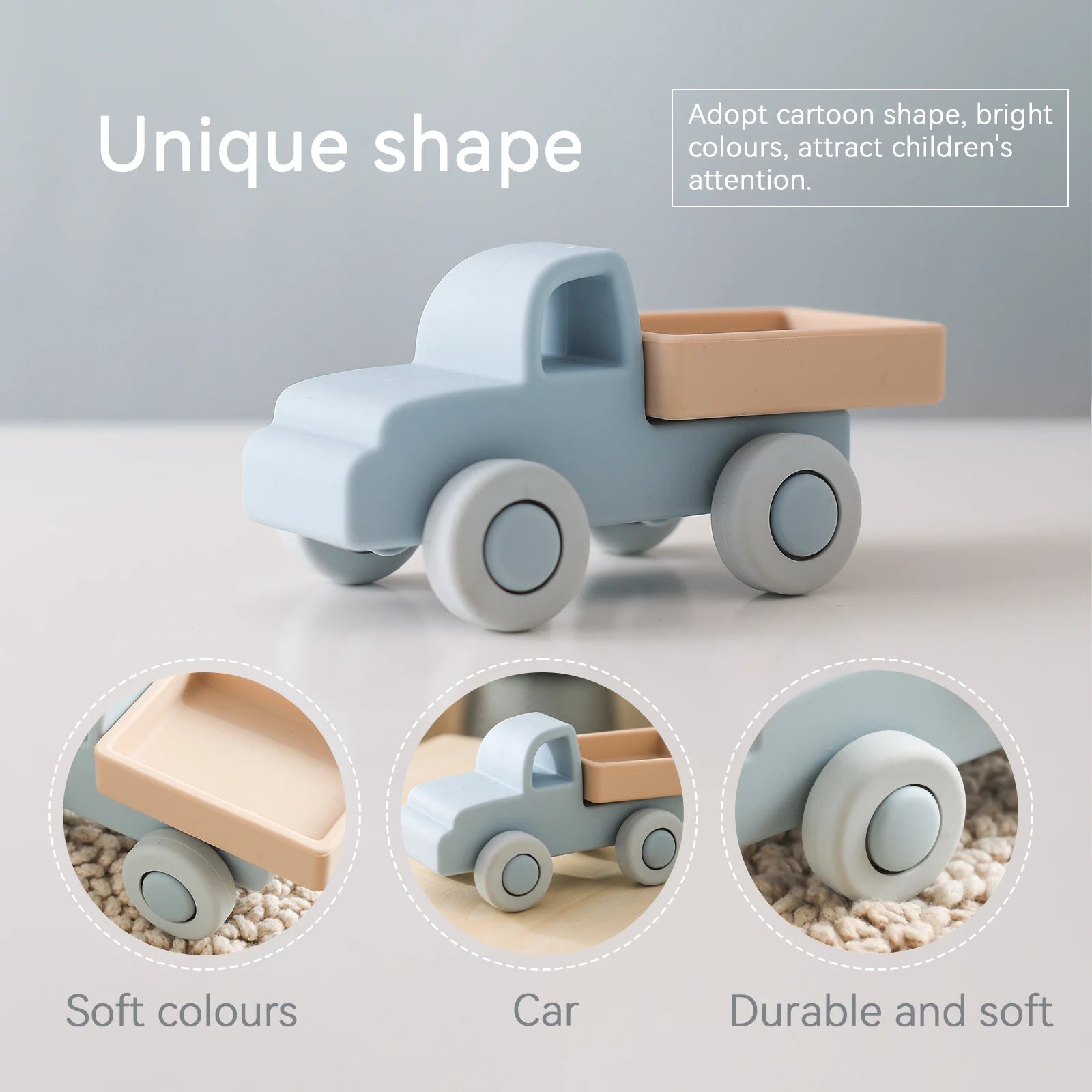 Montessori Silikon-Auto Beißring – Lernspielzeug für Babys 0–12 Monate